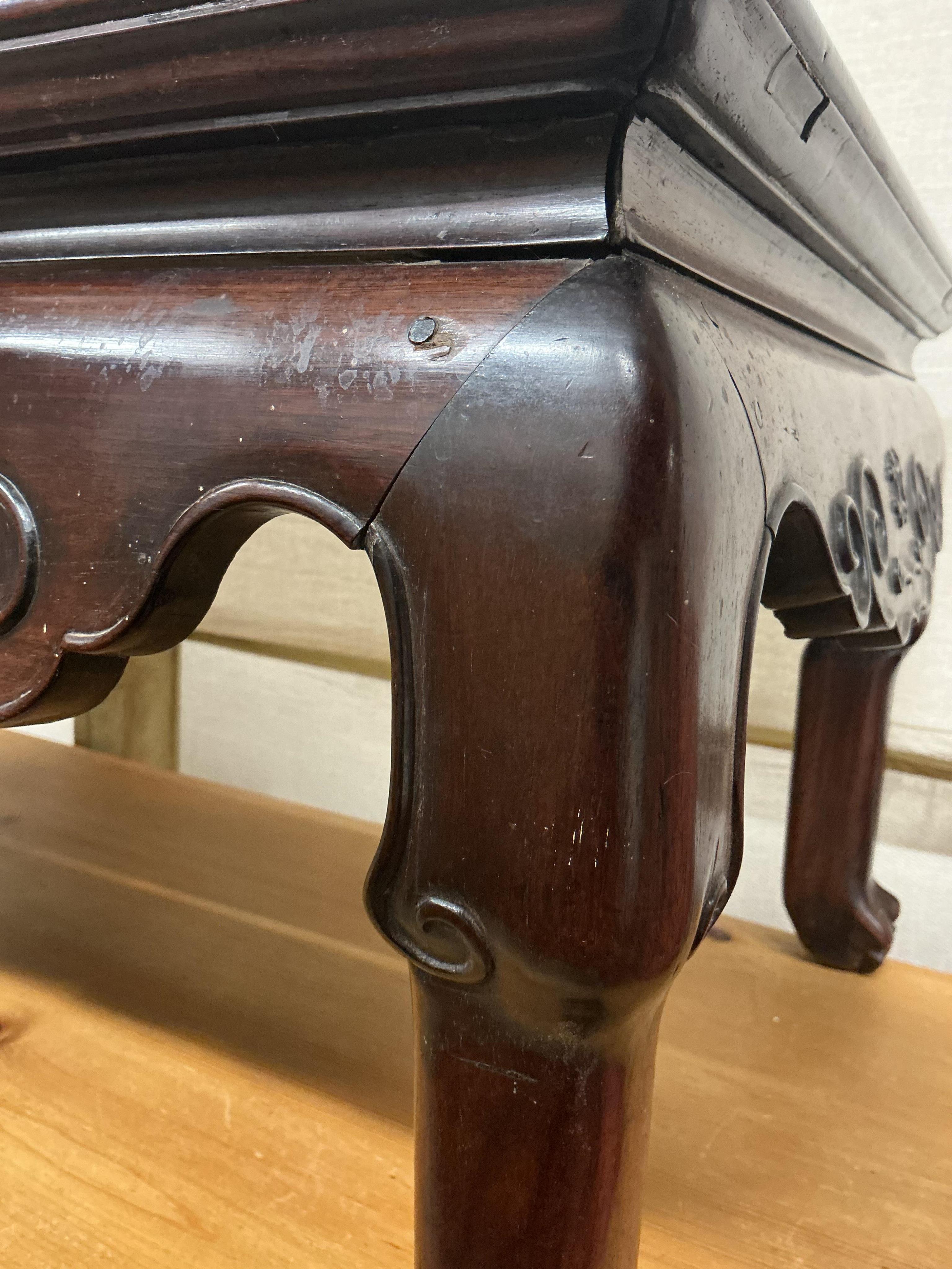 A late 19th century Chinese rectangular hongmu low table, width 96cm, depth 48cm, height 39cm